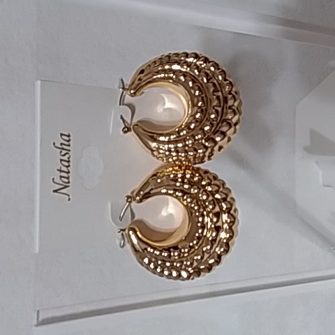 Hoop Pierce Earrings Gold Tone Natasha